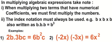 Multiplying algebraic expressions